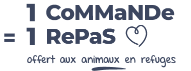 1 commande = 2 repas offerts aux animaux en refuges