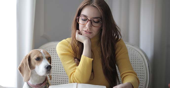 Professionel de l'éducation positive qui s'occupe d'un chien.